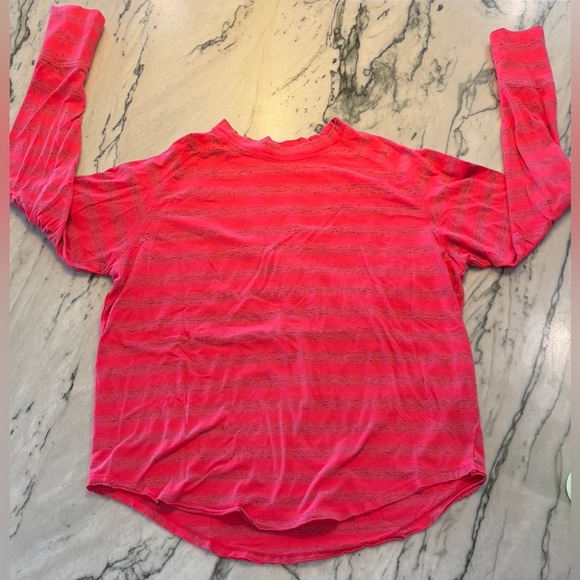 Women’s Zella‎ Long Sleeve Tee Shirt, Pink w/Stripes, Thumbholes, size XS, Comfy - Picture 1 of 5